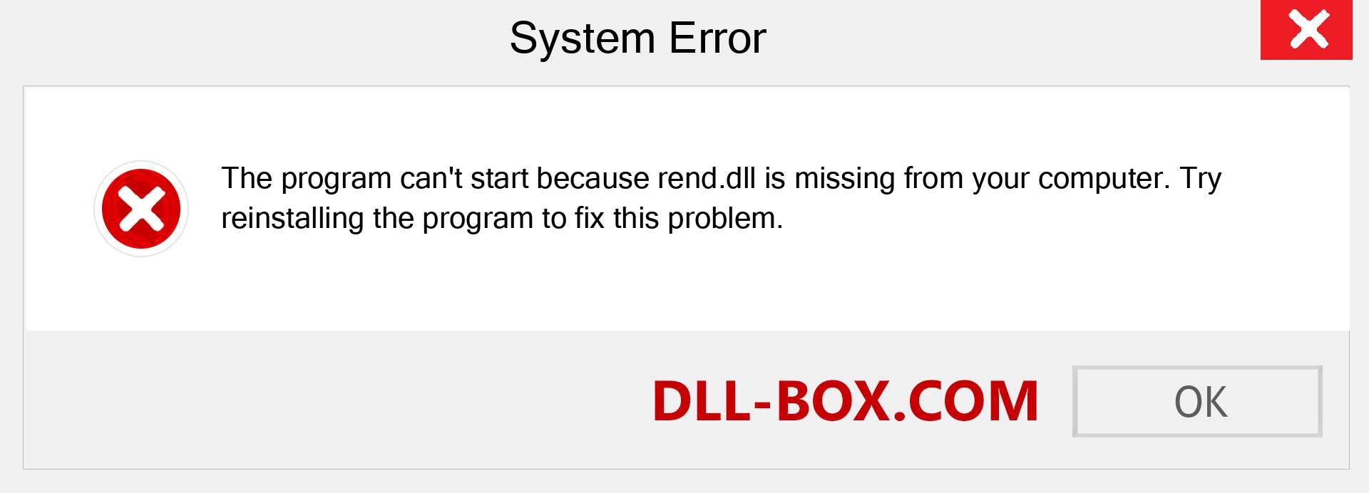  rend.dll file is missing?. Download for Windows 7, 8, 10 - Fix  rend dll Missing Error on Windows, photos, images